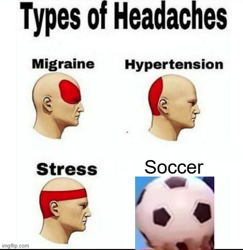 Wanna play golf instead? | Soccer | image tagged in types of headaches meme | made w/ Imgflip meme maker