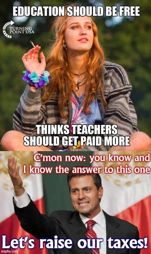 [Motion to raise taxes, esp. on the very wealthy, in order to invest in education and the general welfare] | C'mon now: you know and I know the answer to this one; Let's raise our taxes! | image tagged in let's raise their taxes,taxes,taxation,education,higher education,income taxes | made w/ Imgflip meme maker