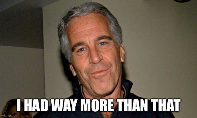 Jeffrey Epstein | I HAD WAY MORE THAN THAT | image tagged in jeffrey epstein | made w/ Imgflip meme maker