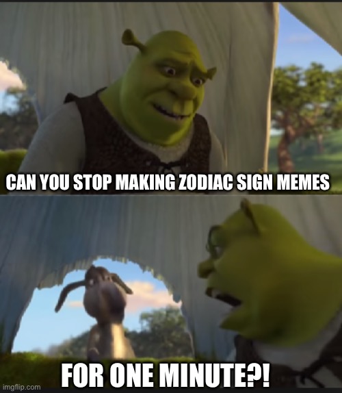 can you stop  talking | CAN YOU STOP MAKING ZODIAC SIGN MEMES; FOR ONE MINUTE?! | image tagged in can you stop talking | made w/ Imgflip meme maker