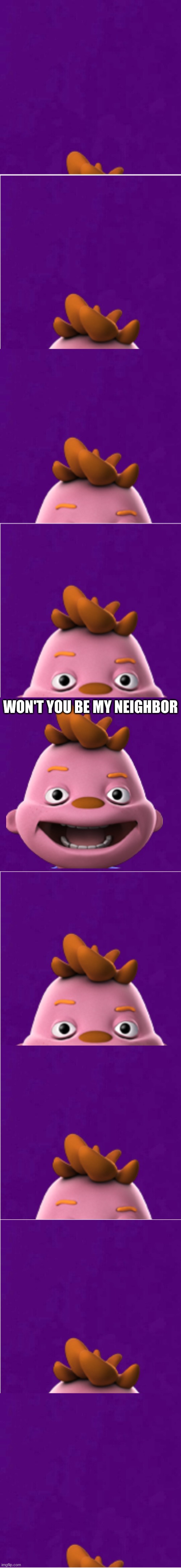 garald | WON'T YOU BE MY NEIGHBOR | image tagged in purple,garald,mr rogers | made w/ Imgflip meme maker