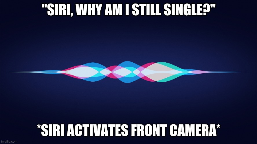 siri | "SIRI, WHY AM I STILL SINGLE?"; *SIRI ACTIVATES FRONT CAMERA* | image tagged in siri | made w/ Imgflip meme maker