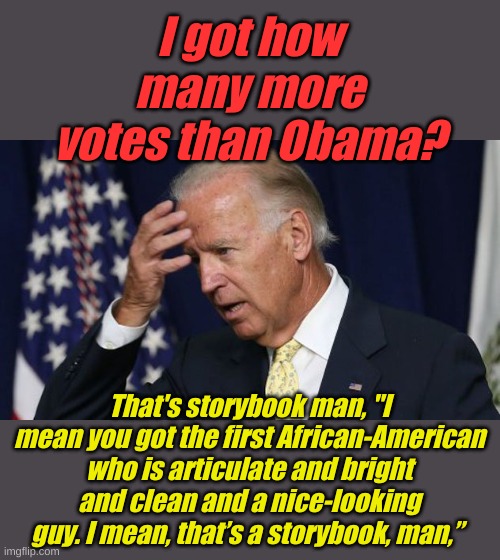 Coming in the number 1 spot again this week for Fiction New York Times Bestsellers, "Joe's Biden Family Fairy Tales" | I got how many more votes than Obama? That's storybook man, "I mean you got the first African-American who is articulate and bright and clean and a nice-looking guy. I mean, that’s a storybook, man,” | image tagged in joe biden worries | made w/ Imgflip meme maker