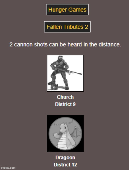 F in the chat (Night 1/Day 2) | image tagged in hunger games | made w/ Imgflip meme maker