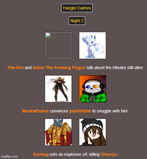 Night 2 (1) | image tagged in hunger games | made w/ Imgflip meme maker