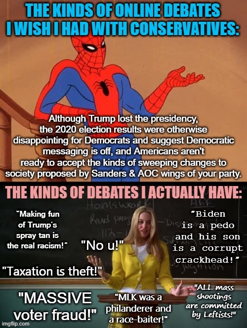 Imagine if the politics stream were a rational place | image tagged in politics,election 2020,2020 elections,social media,debate,right wing | made w/ Imgflip meme maker