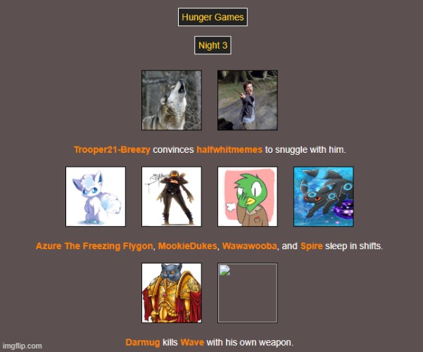 Night 3 (1) | image tagged in hunger games | made w/ Imgflip meme maker