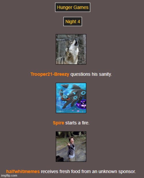 Night 4 (1) | image tagged in hunger games | made w/ Imgflip meme maker