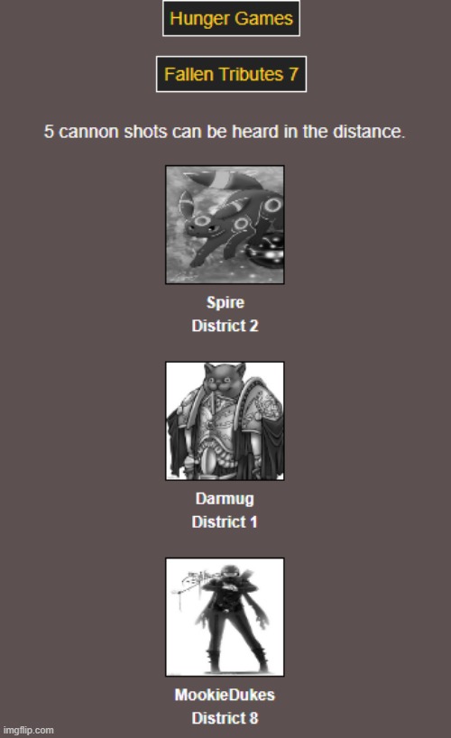 Press F to pay respects (Night 6, The Feast, Day 7) | image tagged in hunger games | made w/ Imgflip meme maker