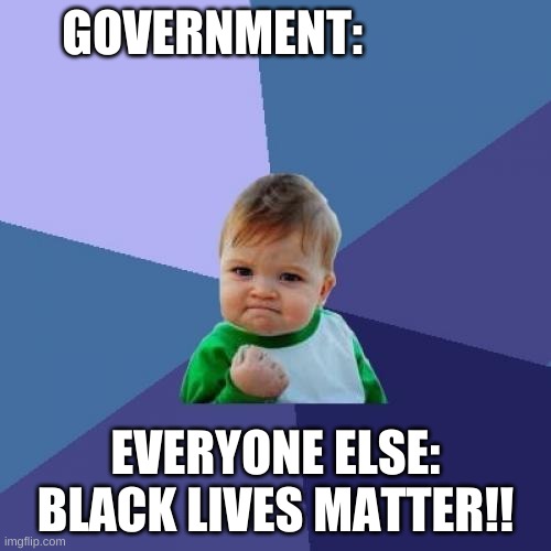 Success Kid Meme | GOVERNMENT:; EVERYONE ELSE: BLACK LIVES MATTER!! | image tagged in memes,success kid | made w/ Imgflip meme maker