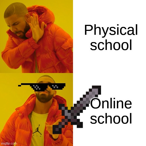Drake Hotline Bling Meme | Physical school; Online school | image tagged in memes,drake hotline bling | made w/ Imgflip meme maker