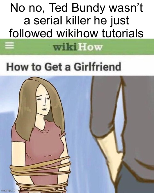 Ted Bundy was innocent | No no, Ted Bundy wasn’t a serial killer he just followed wikihow tutorials | image tagged in memes,funny,dark humor,ted bundy,serial killer,funny memes | made w/ Imgflip meme maker