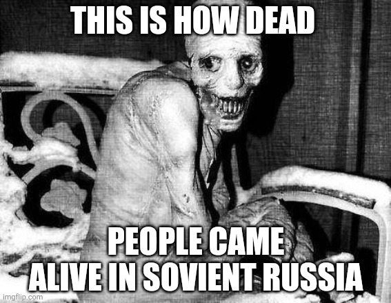 Russian Sleep Experiment | THIS IS HOW DEAD; PEOPLE CAME ALIVE IN SOVIENT RUSSIA | image tagged in russian sleep experiment | made w/ Imgflip meme maker