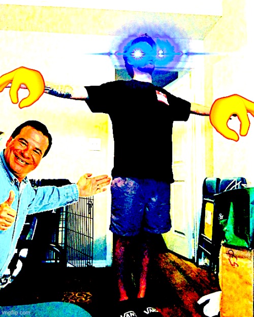 He is my favorite YouTuber so you should doubt me. | image tagged in yub hits a t-pose,youtube,youtubers | made w/ Imgflip meme maker