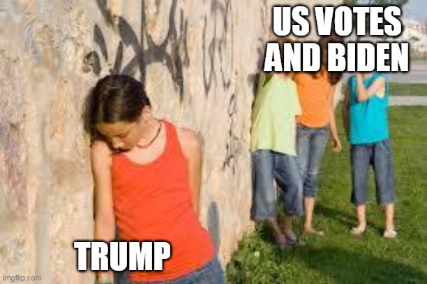 Biden better than Trump? | US VOTES AND BIDEN; TRUMP | image tagged in bullying | made w/ Imgflip meme maker