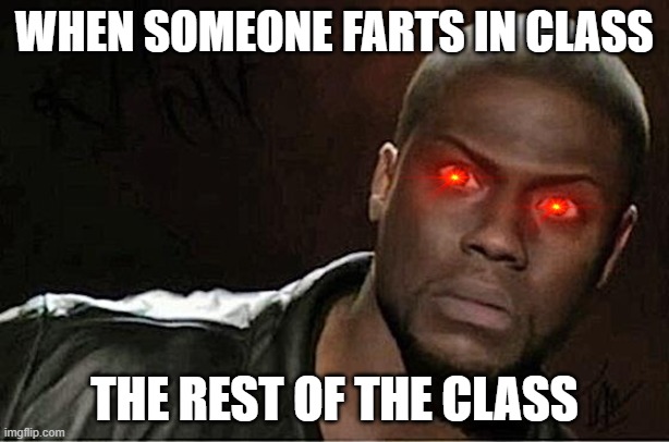 Kevin Hart | WHEN SOMEONE FARTS IN CLASS; THE REST OF THE CLASS | image tagged in memes,kevin hart | made w/ Imgflip meme maker