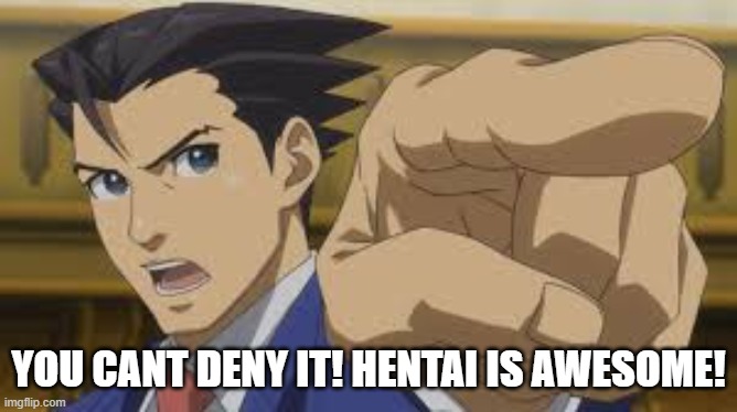 Phoenix Wright | YOU CANT DENY IT! HENTAI IS AWESOME! | image tagged in phoenix wright | made w/ Imgflip meme maker