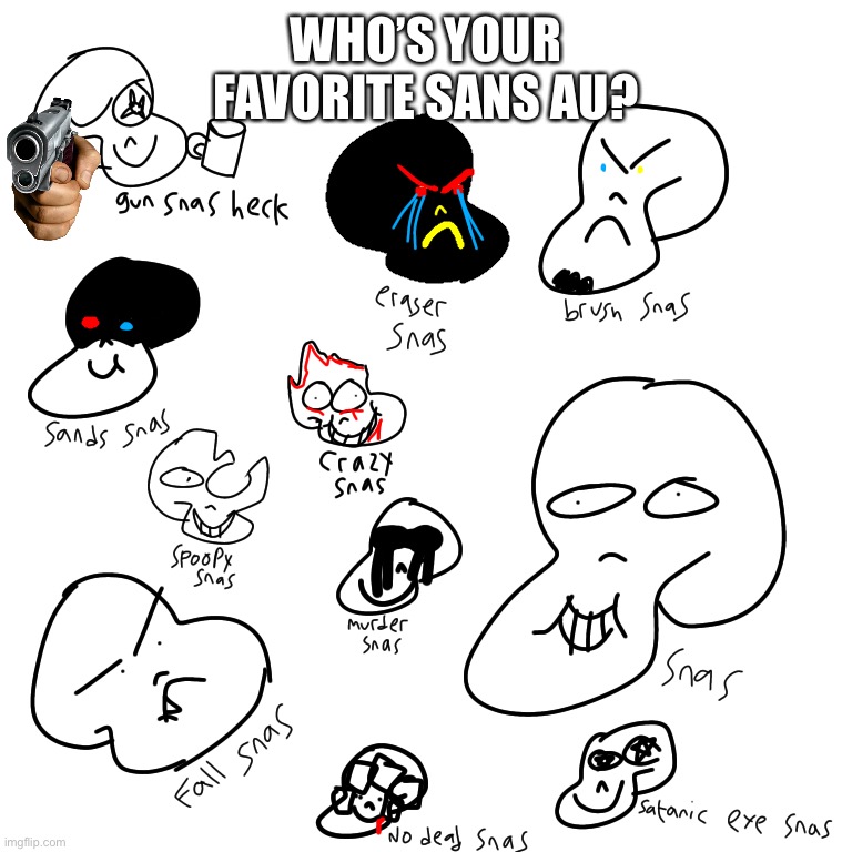 (No, not the image) | WHO’S YOUR FAVORITE SANS AU? | image tagged in memes,funny,sans,undertale | made w/ Imgflip meme maker