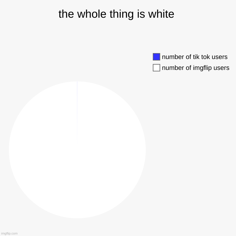 imgflip points: yes | the whole thing is white | number of imgflip users, number of tik tok users | image tagged in charts,pie charts | made w/ Imgflip chart maker