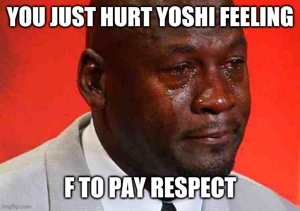 crying michael jordan | YOU JUST HURT YOSHI FEELING F TO PAY RESPECT | image tagged in crying michael jordan | made w/ Imgflip meme maker