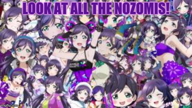 Nozomi | LOOK AT ALL THE NOZOMIS! | image tagged in waifu,nozomi,best,girl,love | made w/ Imgflip meme maker