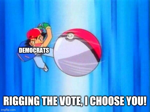 I choose you! | DEMOCRATS RIGGING THE VOTE, I CHOOSE YOU! | image tagged in i choose you | made w/ Imgflip meme maker