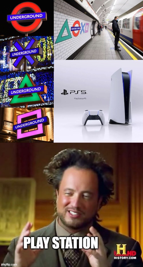  PLAY STATION | image tagged in memes,ancient aliens,playstation,playstation button choices | made w/ Imgflip meme maker