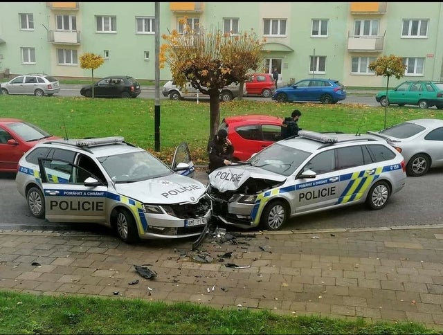 Police car crashes Blank Meme Template