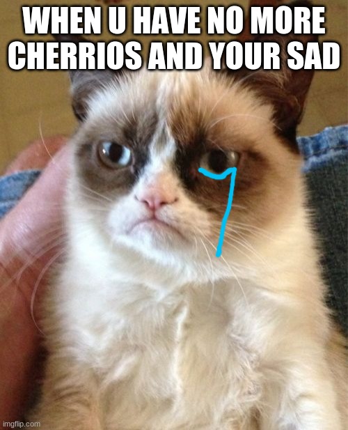 UPVOTES ME PILE IN SHIT | WHEN U HAVE NO MORE CHERRIOS AND YOUR SAD | image tagged in memes,grumpy cat | made w/ Imgflip meme maker
