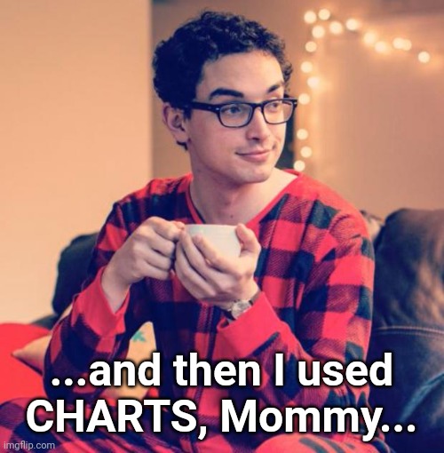 Pajama Boy | ...and then I used
CHARTS, Mommy... | image tagged in pajama boy | made w/ Imgflip meme maker