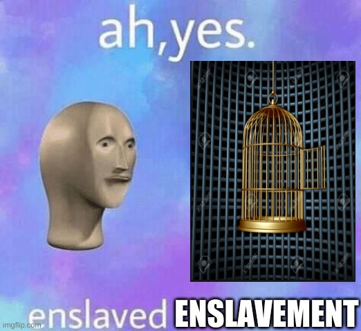 Ah Yes enslaved |  ENSLAVEMENT | image tagged in ah yes enslaved | made w/ Imgflip meme maker