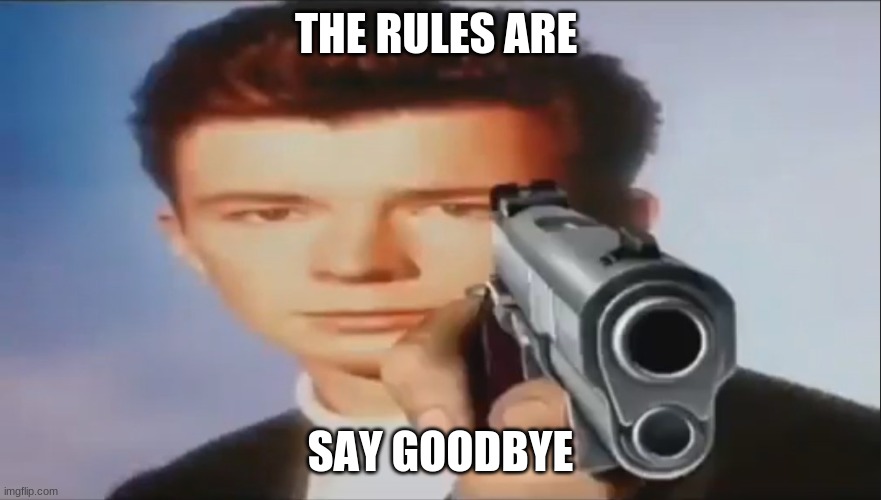 Say Goodbye | THE RULES ARE SAY GOODBYE | image tagged in say goodbye | made w/ Imgflip meme maker