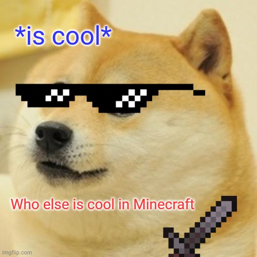Minecraft doge | *is cool*; Who else is cool in Minecraft | image tagged in memes,doge | made w/ Imgflip meme maker