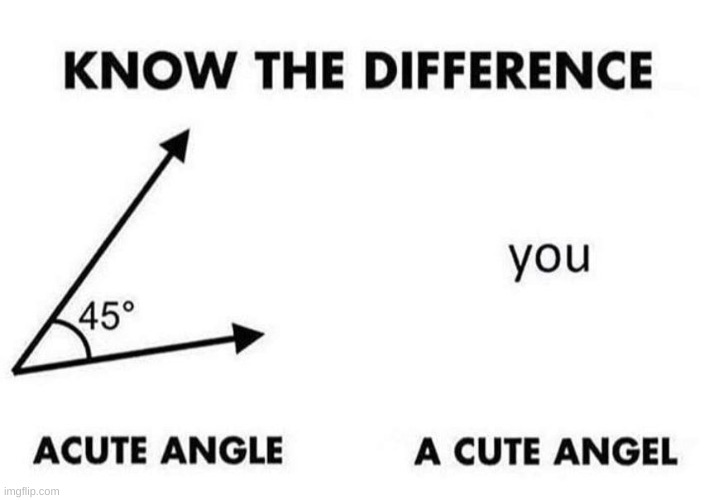 Acute Angle, A Cute Angel | image tagged in acute angle a cute angel | made w/ Imgflip meme maker
