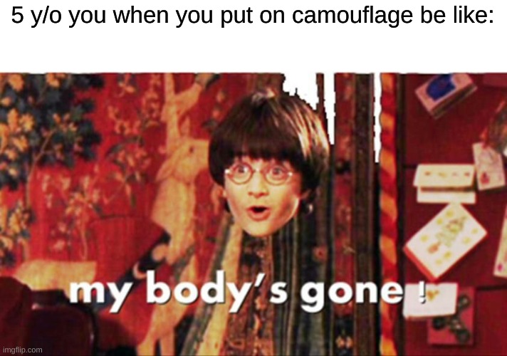 5 y/o you when you put on camouflage be like: | image tagged in memes | made w/ Imgflip meme maker