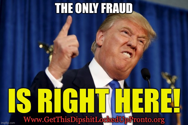 Trump IS the fraud | THE ONLY FRAUD; IS RIGHT HERE! Www.GetThisDipshitLockedUpPronto.org | image tagged in trump | made w/ Imgflip meme maker