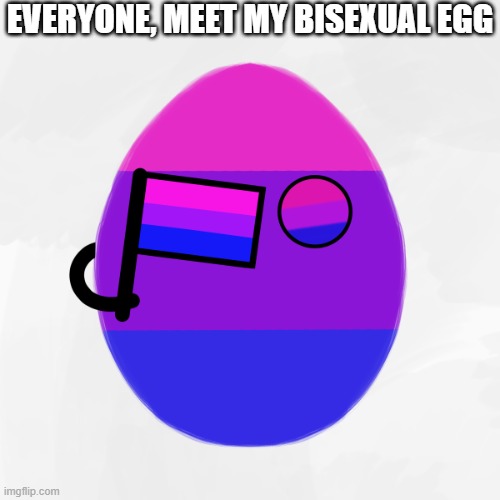 egg | EVERYONE, MEET MY BISEXUAL EGG | image tagged in egg | made w/ Imgflip meme maker