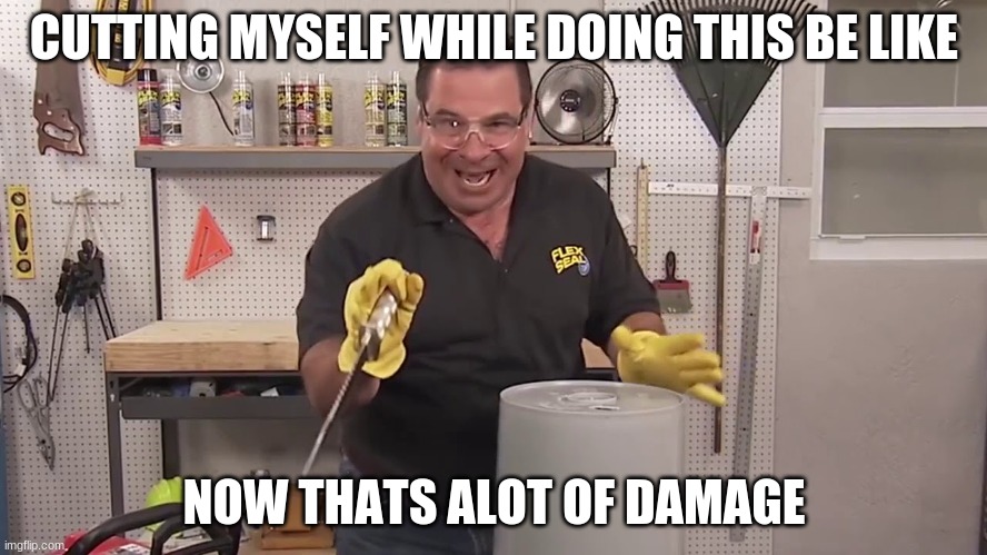 Now that's a lot of damage | CUTTING MYSELF WHILE DOING THIS BE LIKE; NOW THATS ALOT OF DAMAGE | image tagged in now that's a lot of damage | made w/ Imgflip meme maker
