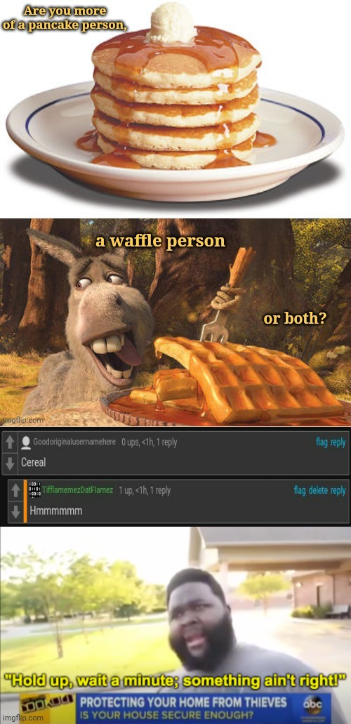 Part 1: Hmmm | image tagged in hold up wait a minute something aint right,memes,waffles,pancakes,hold up,meme | made w/ Imgflip meme maker