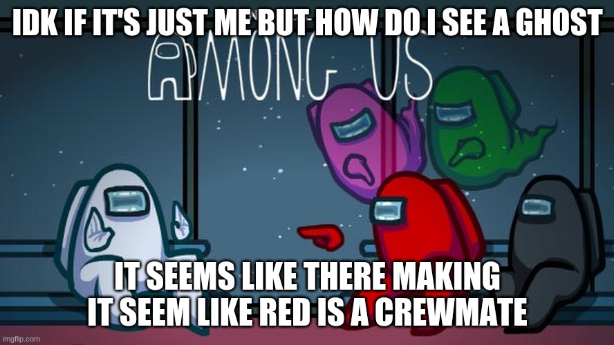 AMONG US | IDK IF IT'S JUST ME BUT HOW DO I SEE A GHOST; IT SEEMS LIKE THERE MAKING IT SEEM LIKE RED IS A CREWMATE | image tagged in funny,among us | made w/ Imgflip meme maker