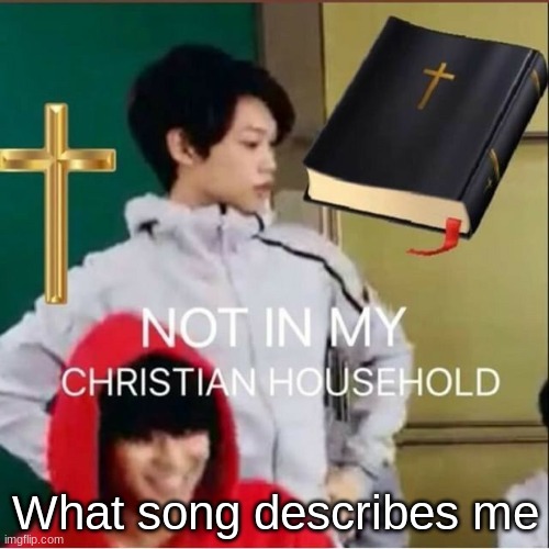 Not in my Christian household | What song describes me | image tagged in not in my christian household | made w/ Imgflip meme maker