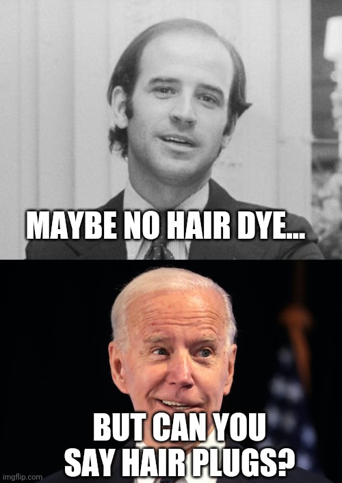 Them plug be draining yo brain | MAYBE NO HAIR DYE... BUT CAN YOU SAY HAIR PLUGS? | image tagged in biden,election 2020,trump,harris,election,guliani | made w/ Imgflip meme maker