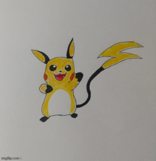 This Pikachu and Raichu hybrid that iiPaintThePainter895647 requested | image tagged in pokemon,fakemon | made w/ Imgflip meme maker