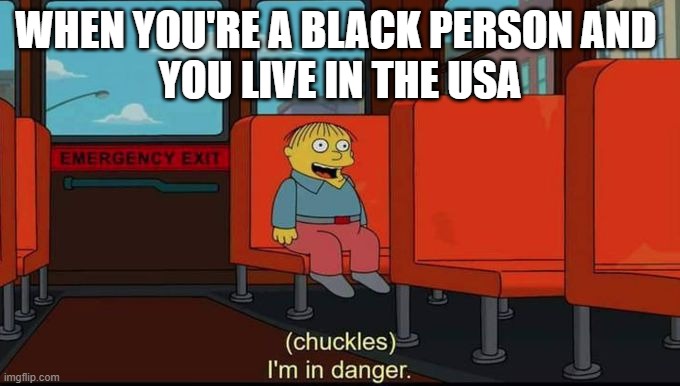 You in danger gurl | WHEN YOU'RE A BLACK PERSON AND 
YOU LIVE IN THE USA | image tagged in dangerous,blm,white privilege | made w/ Imgflip meme maker