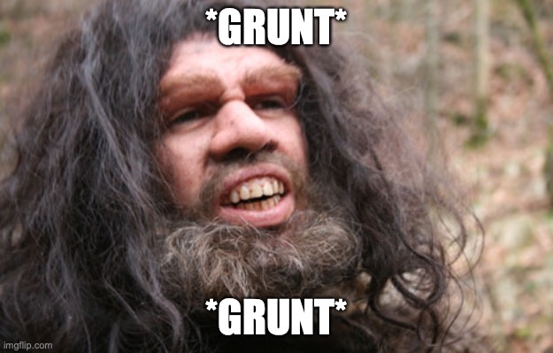 neanderthal | *GRUNT*; *GRUNT* | image tagged in neanderthal | made w/ Imgflip meme maker