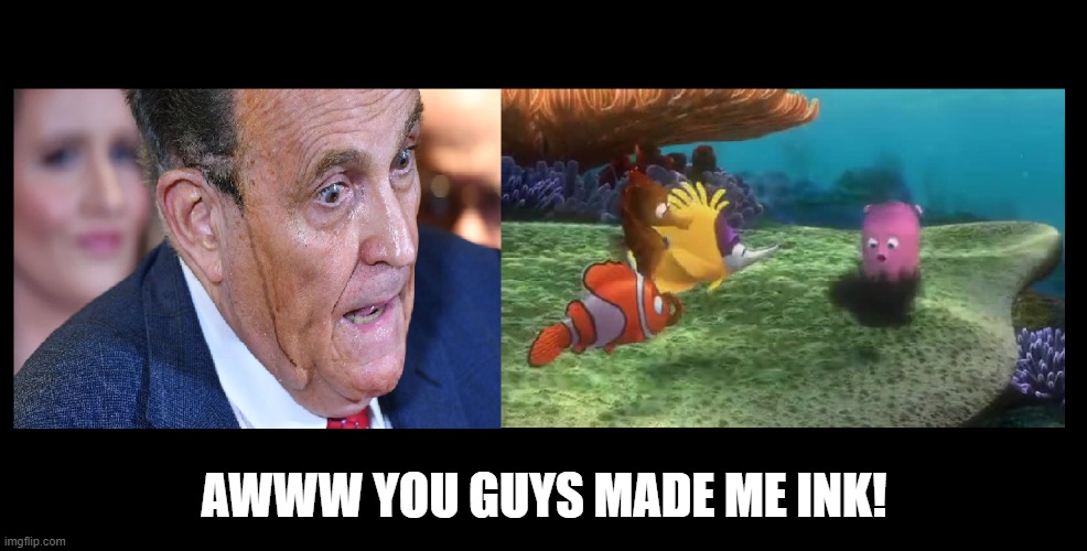The Press Makes Rudy Giuliani Ink | AWWW YOU GUYS MADE ME INK! | image tagged in election 2020,rudy giuliani,donald trump,press conference,cnn,fox news | made w/ Imgflip meme maker