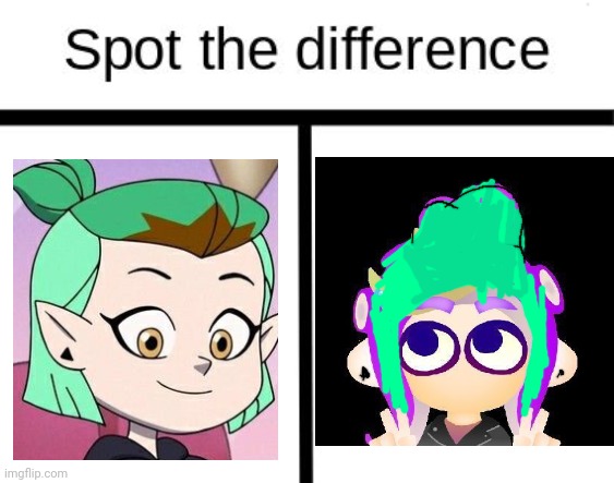 amity is an octoling u cant convince me otherwise | image tagged in spot the difference | made w/ Imgflip meme maker