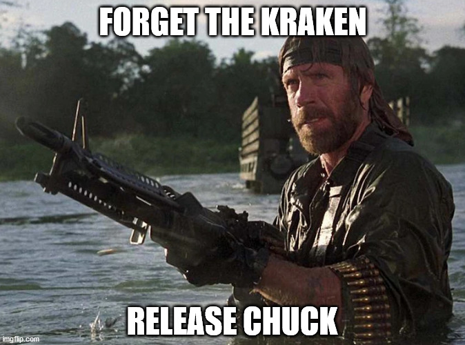 That'll do it | FORGET THE KRAKEN; RELEASE CHUCK | image tagged in chuck norris | made w/ Imgflip meme maker