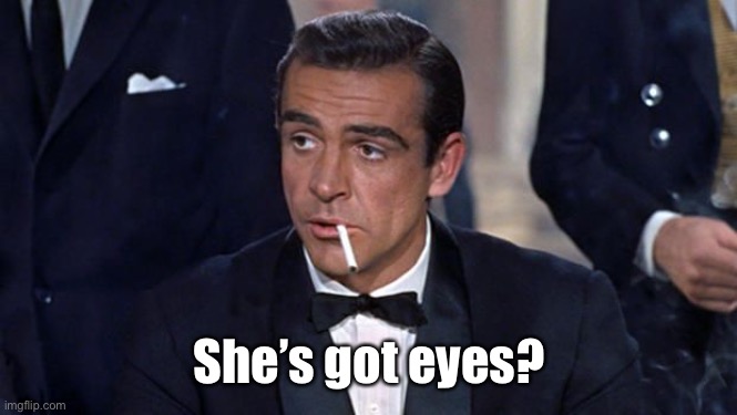 James Bond | She’s got eyes? | image tagged in james bond | made w/ Imgflip meme maker