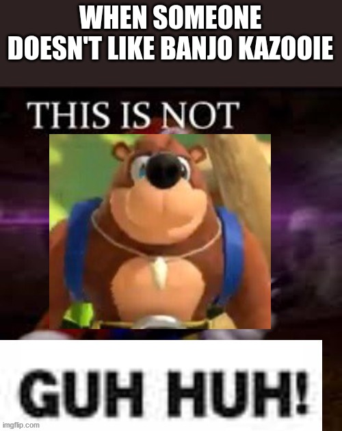 i like banjo kazooie | WHEN SOMEONE DOESN'T LIKE BANJO KAZOOIE | image tagged in this is not guh-huh | made w/ Imgflip meme maker